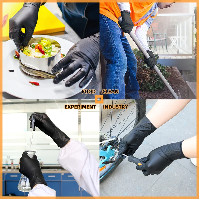10 PCS Latex Nitrile Disposable Black White Gloves Kitchen Protective Work Hand Household Cleaning Products Garden Accessories