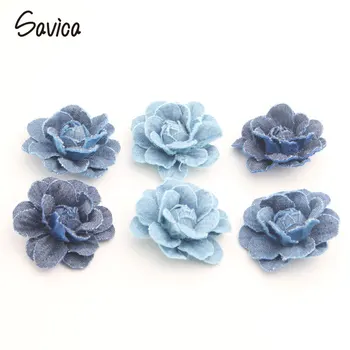 

Savica 8pcs 5.5cm Denim Fabric Artificial Flowers For Garment Headdress Decor DIY Scrapbook Crafts Flores Accessories LX007