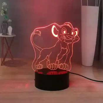 

Cute Simba the little lion king 3D Illusion Lamp Cartoon King of the Jungle RGB Multicolor LED Bedside Night Light Kids Gift Toy