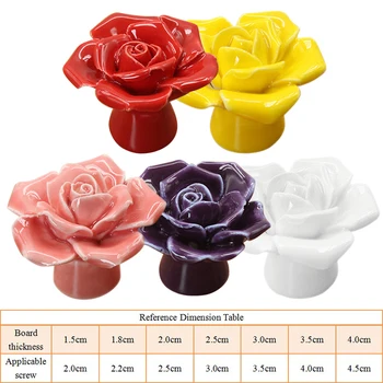 

Flower-shaped Ceramic Roses Furniture Handles Door Knob Cabinets Knobs And Handles Drawer Closet Pull Handle Home Decoration