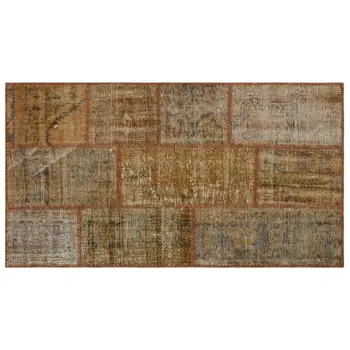 

Handmade Brown Vintage Overdyed Patchwork Area Rug 080x150 Cm-2'7''X4'11''