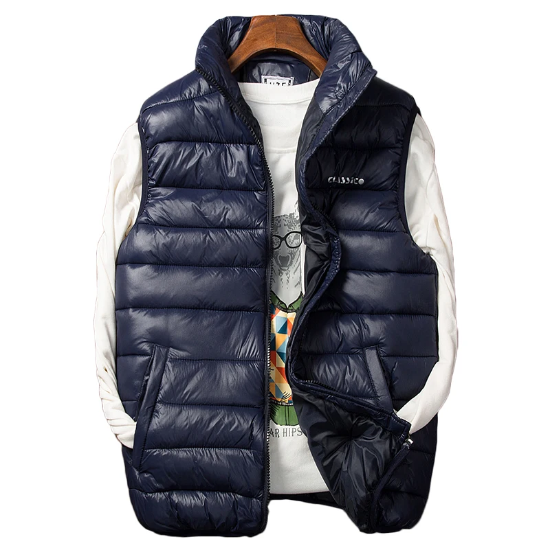 

Winter Men's Sleeveless Jacket Big Sizes Black Vest Autumn Casual Warm Thick Coats Male Cotton-Padded Work Men Waistcoat Vest
