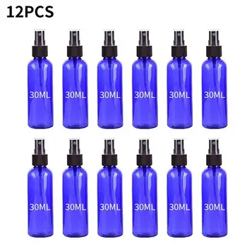

12PCS 30ml Blue Plastic Spray Bottle Travel Makeup and Skin Care Refillable Bottle Transparent Plastic Perfume Spray Bottle