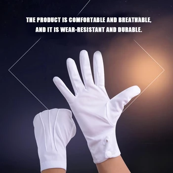 

White Gloves Magician Guard Hands Protector Full Finger Men Women Formal Tuxedo Etiquette Gloves Reception Parade
