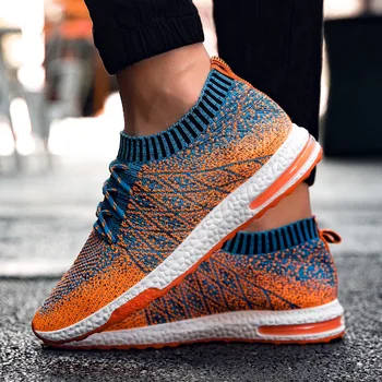 

2019 Fashion Sneakers Men New Casual Shoes Flyknit Low-cut Lace-up High Quality Plus Size Shoes Man Classics Luxury Brand Design