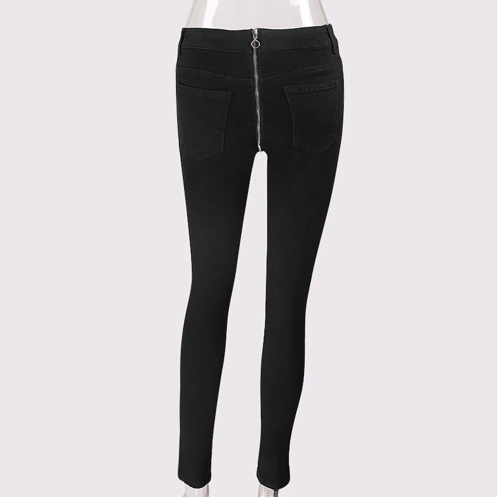 Черные джинсы женские новые сексуальные джинсовые брюки на молнии сзади узкие брюки стрейч брюки джинсы бойфренды для женщин