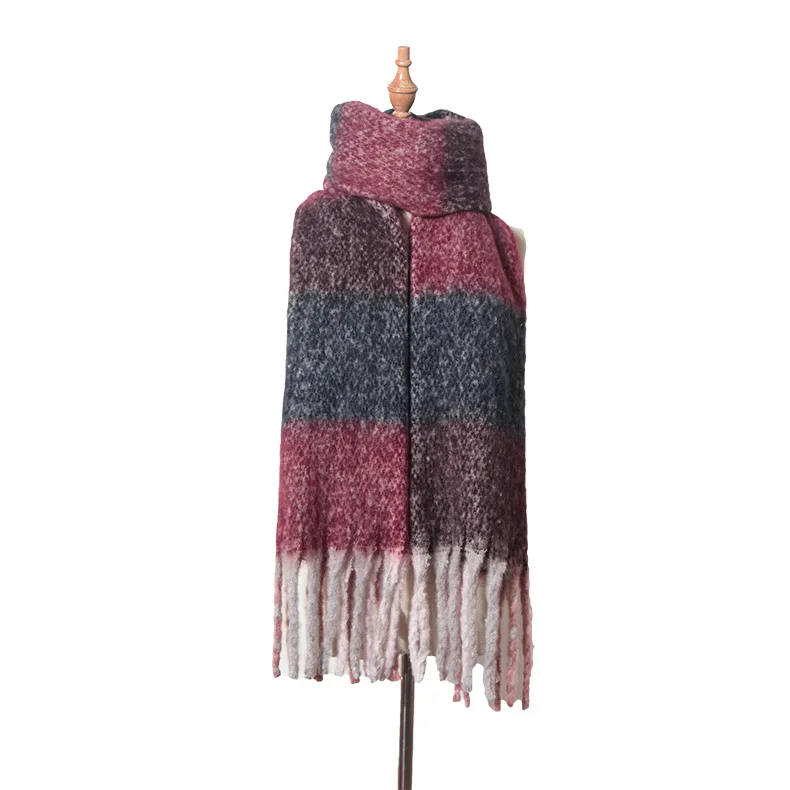 Wine red Scarf Кашемировый клетчатый зимний шарф для женщин тёплый платок однотонные шарфы осенний Классический женский шарф Дамская шаль Bufandas Hombre Новинка - Цвет: Wine red Scarf