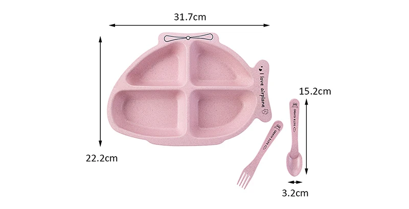 TUUTH Cute Children Tableware Set Rabbit Airplane Shape Dishes 3 Sets of Plates Fork Spoon Dinner Plates for Child Baby B11