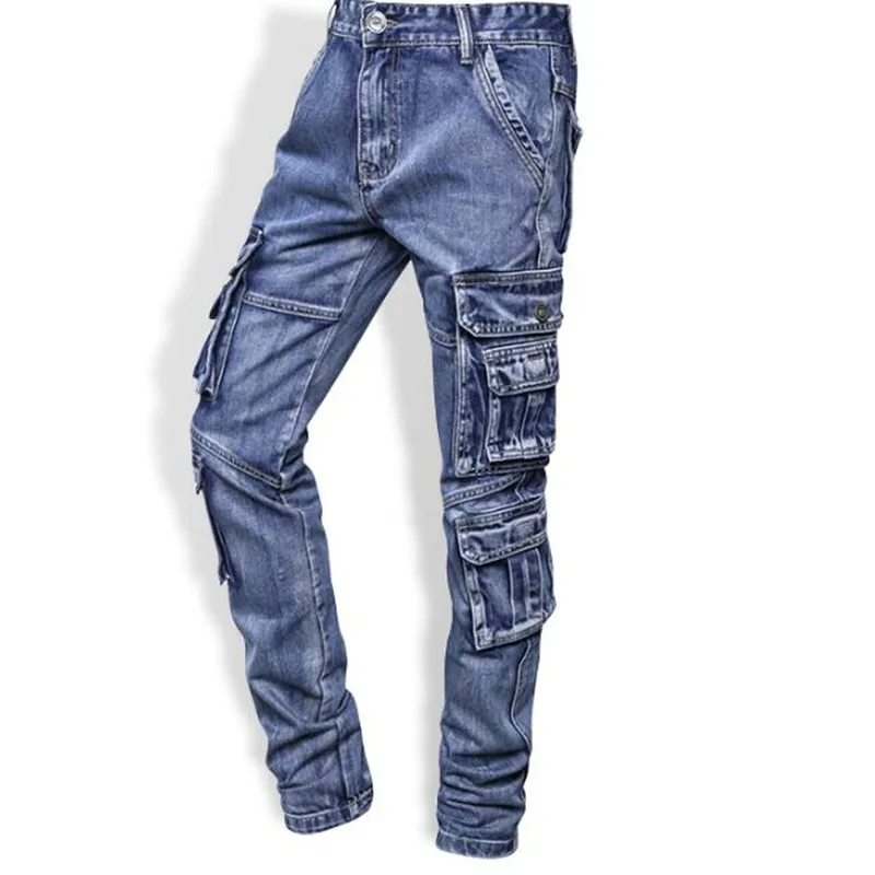 

High Quality Men's Jeans Multi Pockets Tactical Denim Pants Male Outdoor Casual Jeans