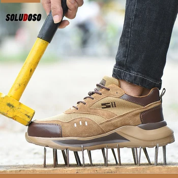 

Work Boots Construction Men's Outdoor Steel Toe Cap Shoes Men Puncture Proof Comfortable Soft High Quality Safety Shoes