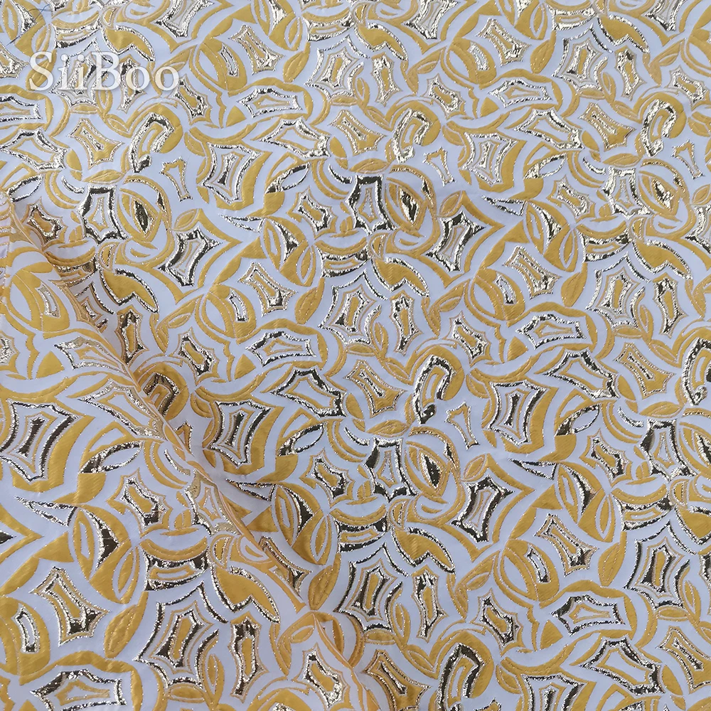 Роскошная золотая тисненая жаккардовая ткань с металлическим покрытием во