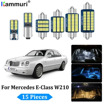 

KAMMURI 15Pcs White Canbus led Car interior light Kit for Mercedes Benz E-Class W210 Sedan LED interior light Kit (1995-2002)