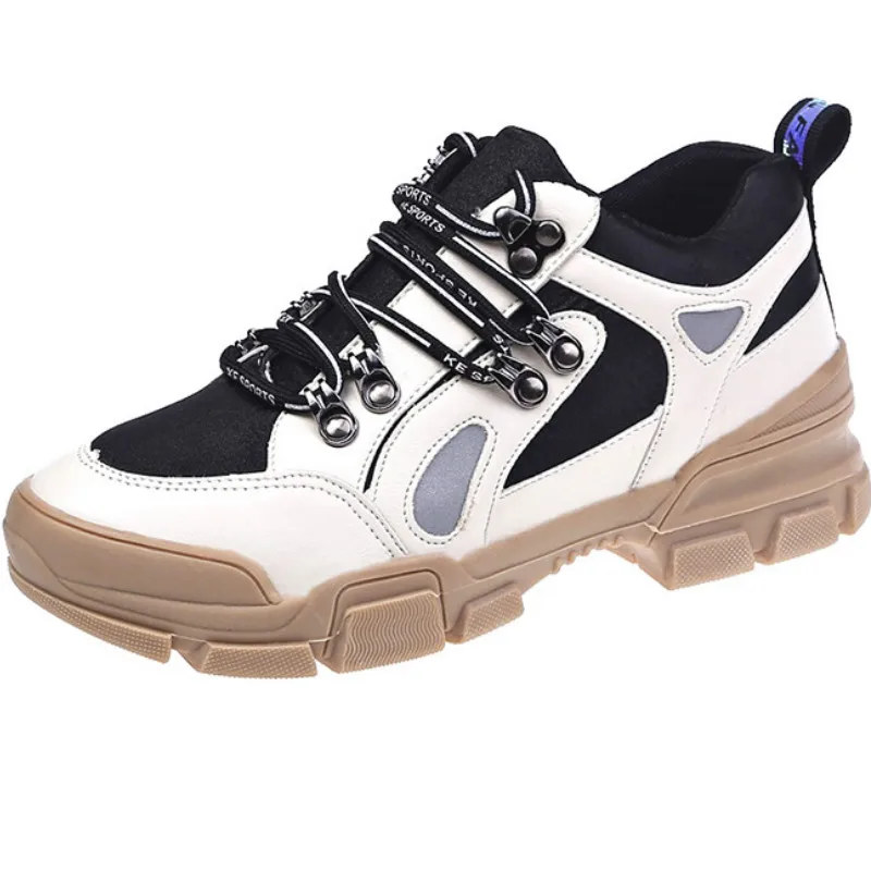 

2019 Women Sneakers Fashion White Platform Ladies Chunky Causal Shoes Woman Leather Sneakers Shoes Chaussure Femme R3-07