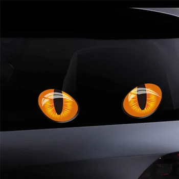 

2pcs/pair Cute Simulation Cat Eyes Car Stickers 3D Vinyl Decal Car Head Engine Cover Rearview Mirror Windows Decoration Car Body