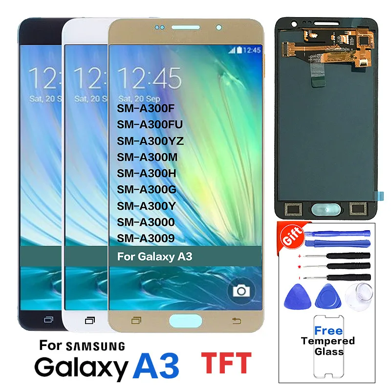 Najtaniej LCD do Samsunga Galaxy A3 2015 A300 A300FU A300F A300M wyświetlacz LCD z ekranem dotykowym montaż jasności może się dostosować