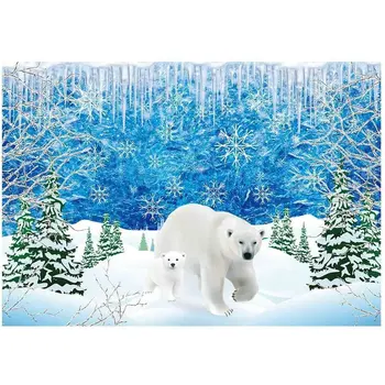 

Winter Polar Bear Party Backdrop Ice Snow Wonderland Photography Background Baby Shower Birthday Cake Table Decor Photo Booth
