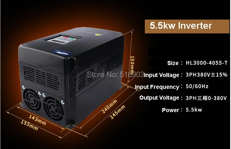 13A 5.5KW VFD переменный преобразователь частоты 1P вход 3 выход 220V или 380V для ЧПУ шпинделя двигателя HL-3000-4055-T