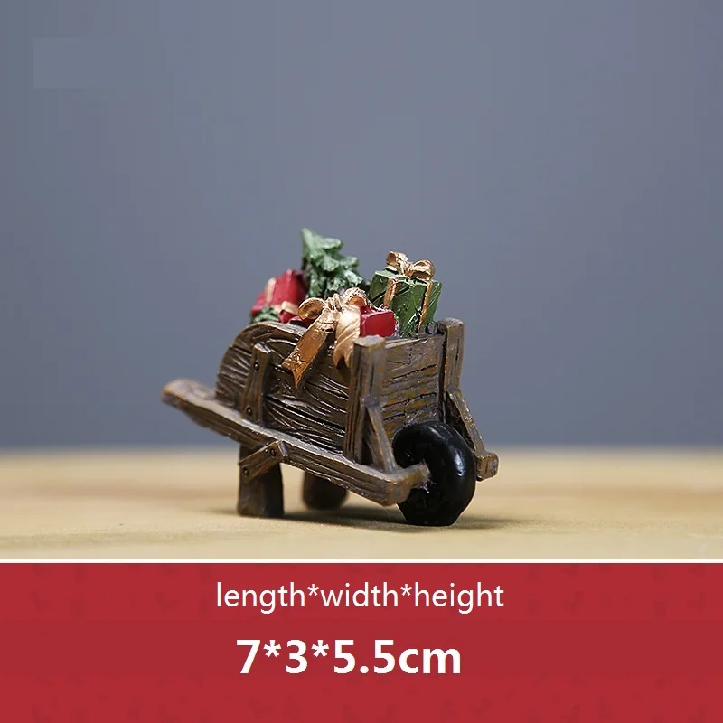 Wheelbarrow Креативные рождественские изделия из смолы рождественские серии микро-украшения Ландшафтные рождественские украшения для дома статуэтки, миниатюры - Цвет: Wheelbarrow