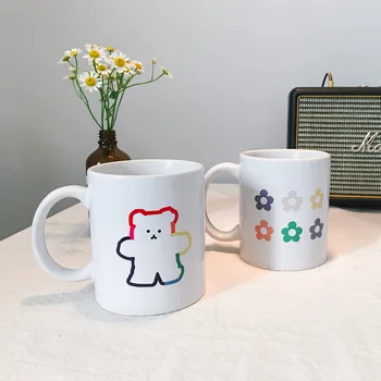 

Korean Ins Creative Bear Mug Cute Ceramic Coffee Cup with Handgrip Large Capacity Household Milk Breakfast Cups Juice Drink Mugs