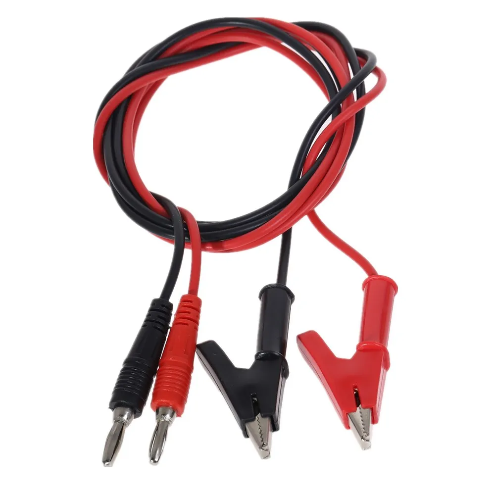 Copper 4mm Banana Plug to Shrouded Alligator 15A Banana Plug to Alligator Clip Cable Leads 1M For Testing Probe 2pcs alligator clips