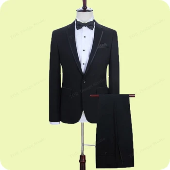 

2020 Black Men Suit Men Wedding Suits For Men Custom Made Business Costume Tuxedos Formal Groom Best Man Terno Blazer Masculino