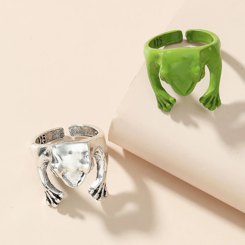 Anillos de dedo ajustables de rana verde para mujer, niñas y adolescentes, moda Punk, Toad, Guay, joyería de Hip Hop|Anillos| - AliExpress