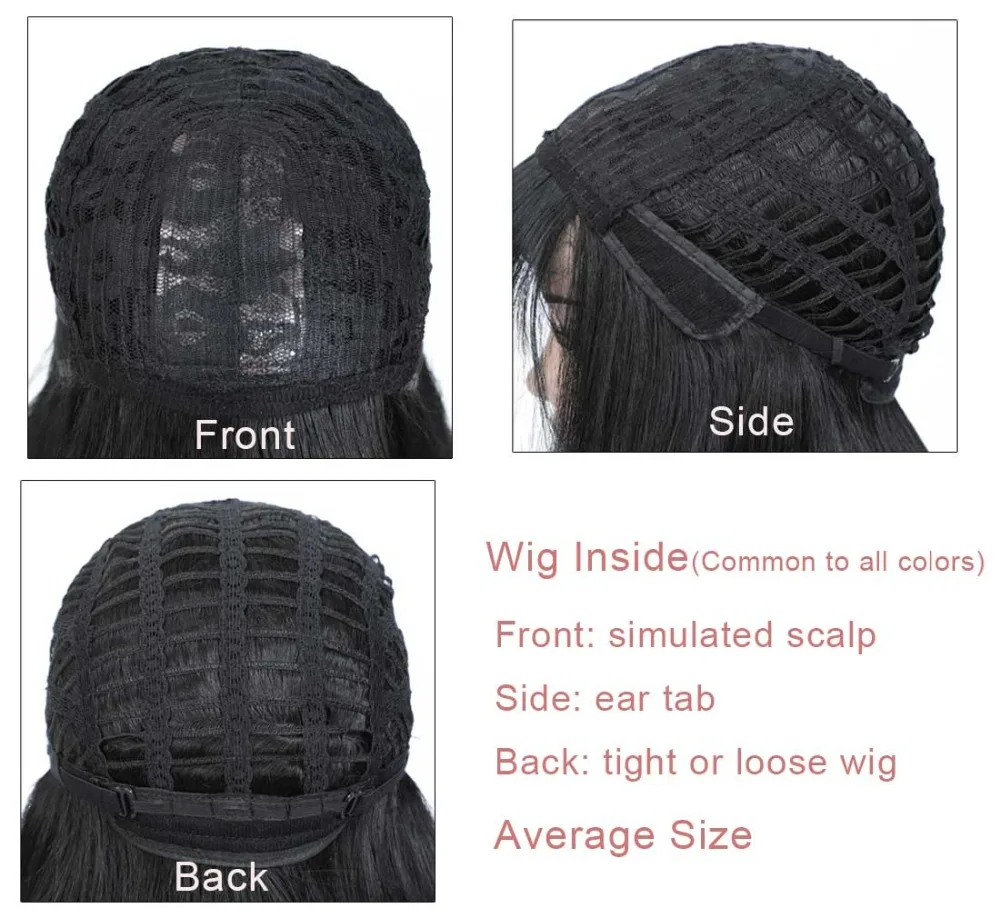 Benegem 24 inch Long Black Wig Synthetic Straight Women Wig Middle Part Non-Lace Cosplay Wigs for Party Costume 60 cm