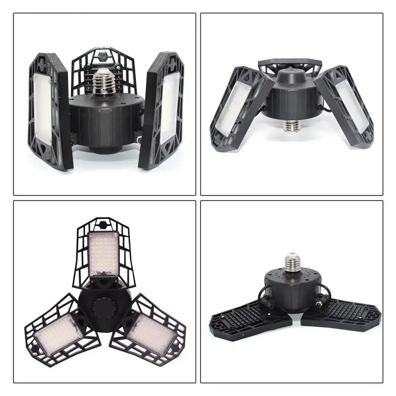 Deformable Lamp LED Garage Shop Work Lights Home Ceiling Fixture Waterproof Industrial Lighting 60W 6000LM for Warehouse