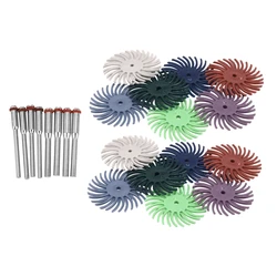 Kit de disques à poils radiaux de 1 pouce, brosse Abrasive 3 et tige de 2.35Mm, roue de polissage pour les détails, accessoires d'outils rotatifs, 64 pièces 