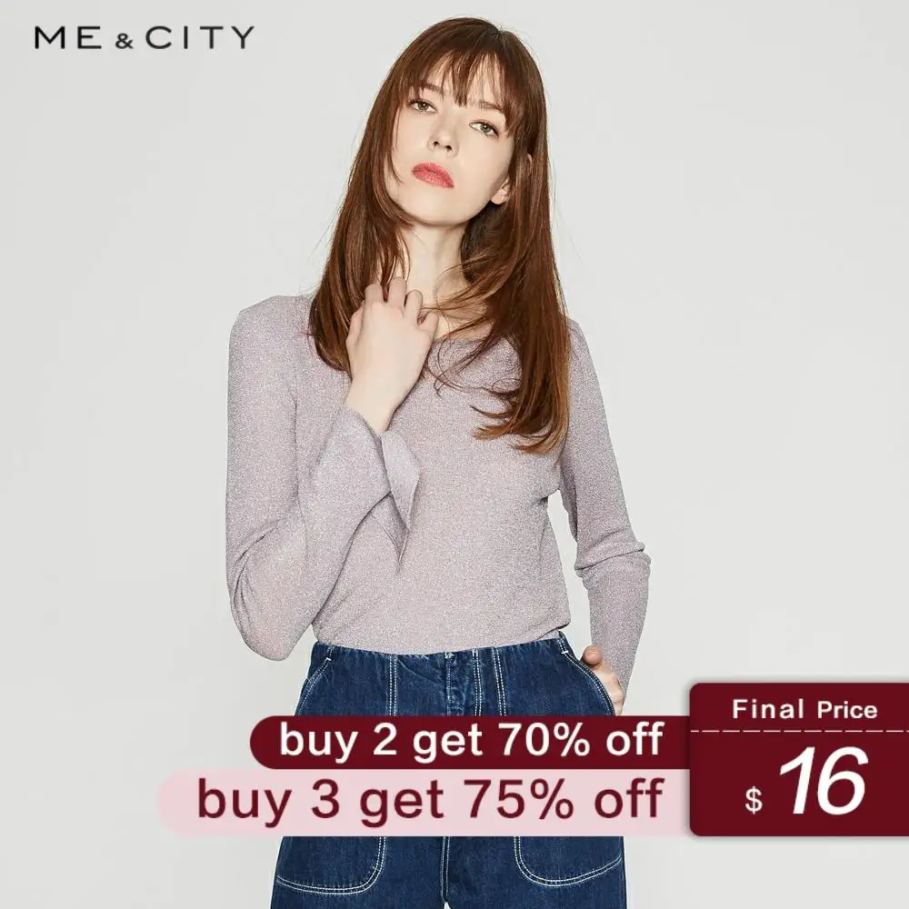 

Me&city New Knitted Solid color Sweater Women Pullovers Spring Winter Basic Women Sweaters elegant Slim Fit sweaters