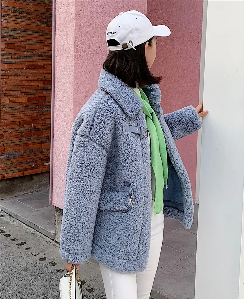 Women Winter Warm Faux Fur Coat Fashion Teddy Coat Lamb Fur Jacket Casual Batwing Sleeve Bomber Jacket Parka Outwear