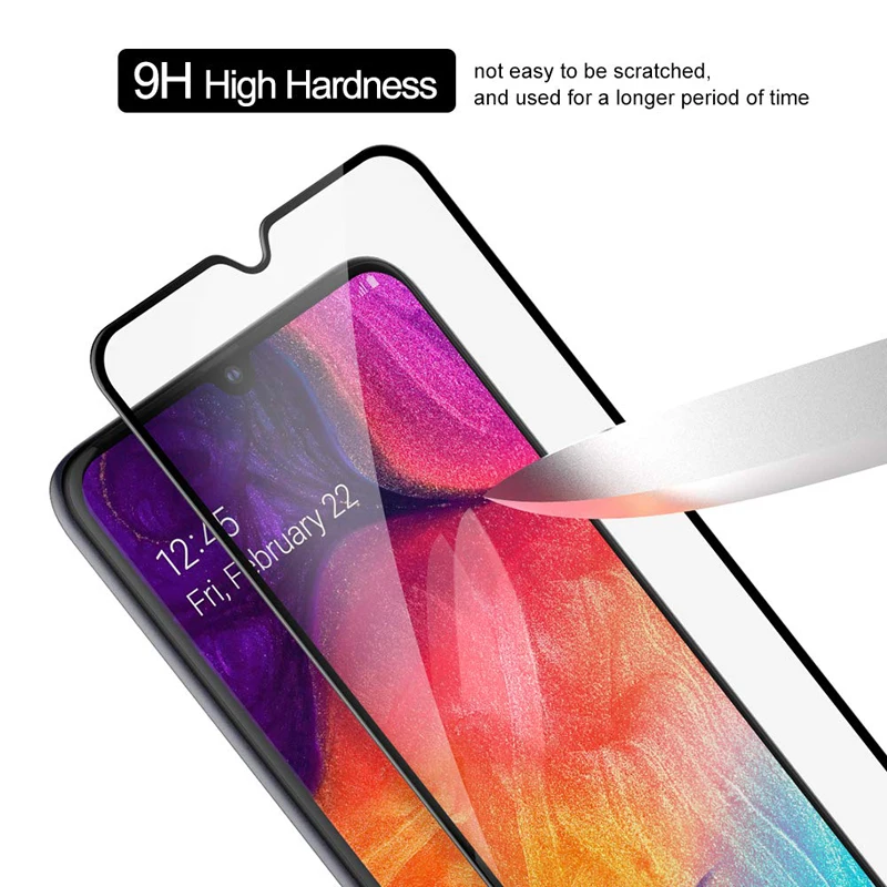 3D изогнутое полное покрытие из закаленного стекла для samsung Galaxy A50 A40 A30 A40E A70 A80 A90 S8 S9 Plus Защитная пленка для экрана телефона