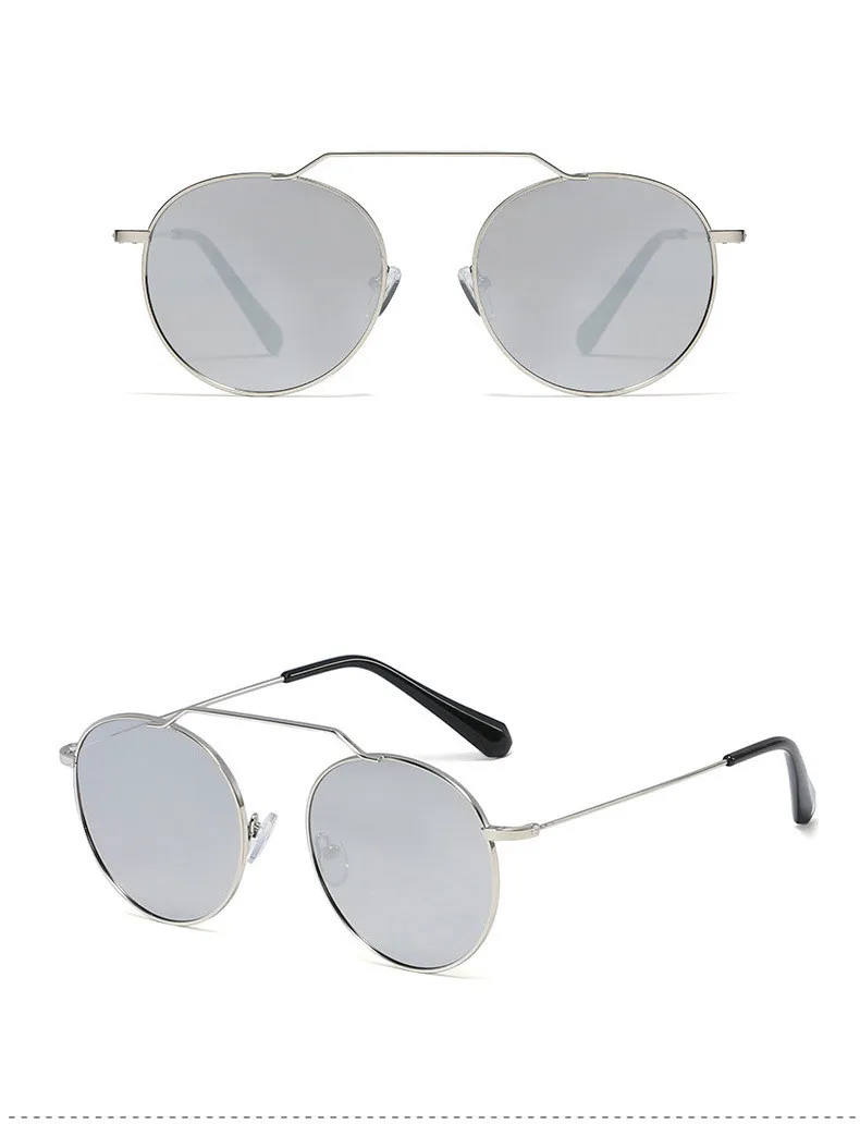 Women The round box sunglasses brand designer retro dazzle Marine film metal glasses women's fashion sunglasses - Цвет линз: Серебристый