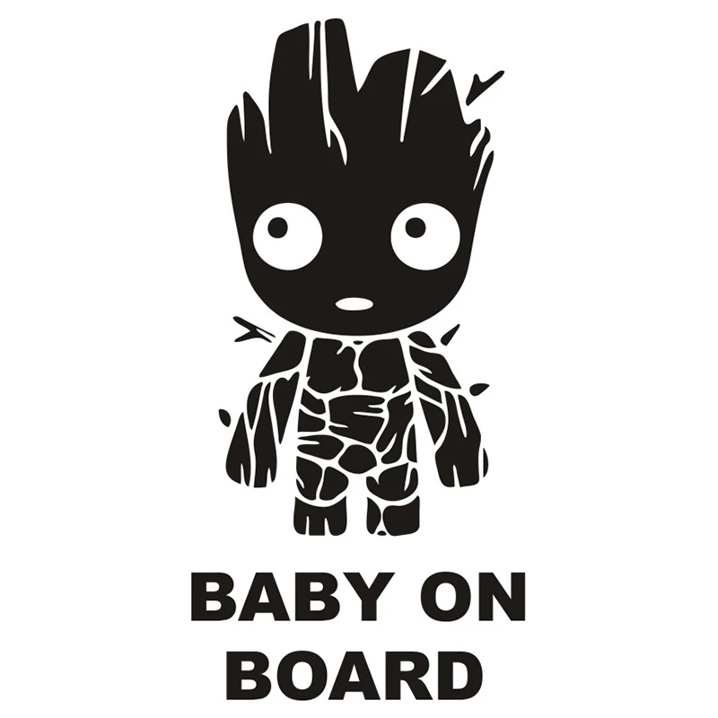 

A-0314 Wooden Figure Modeling Baby on Board Car Stickers PVC Auto Window Bumper Sunscreen Waterproof Proof Scratch Decals Decor