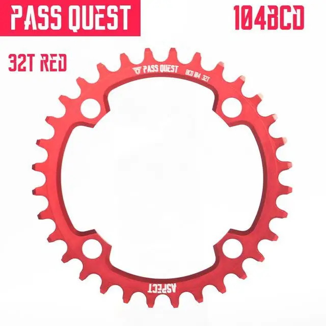 Пасс QUEST 104BCD MTB узкая широкая цепь/цепное кольцо 32 T-48 T велосипедная Звездочка для велосипеда/цепное колесо deore Crankset - Цвет: 32T RED