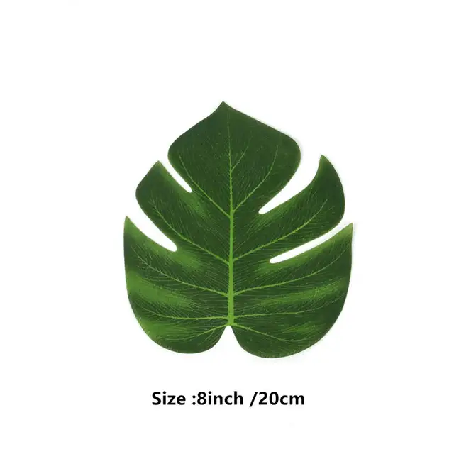 12pcs Artificial Tropical Palm Leaves Hawaiian Party Fake Silk Leaf Luau Party Summer Theme Party Decorations Home Table Decor 12pcs M Leaves