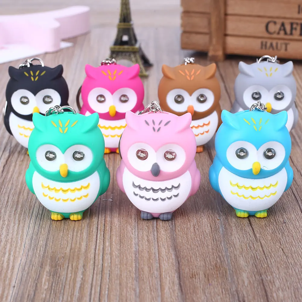 

Glowing Pendant 7 Color Handbag Sound Voice Children Toy DIY Key Ring New Gift Holder Owl Keychain