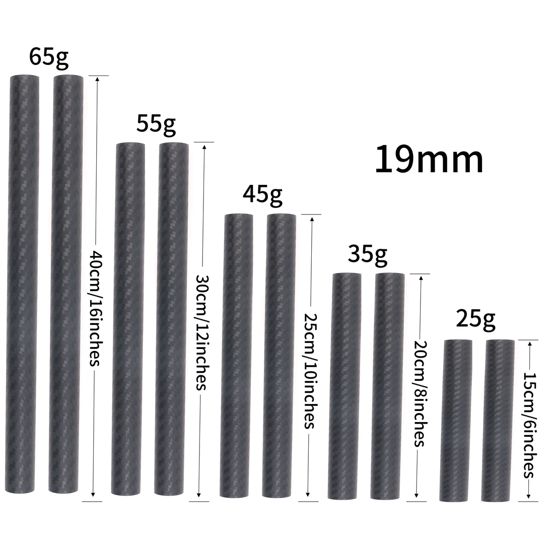 Description Picture 4 of item2x Carbon Fiber Rod 15mm 19mm 6" 8" 10" 12" 16" Inch Tubes for 5D2 DSLR Camera Rail Support System Rig Follow Focus Photography