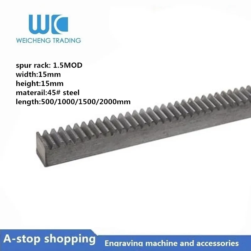 Módulo de Alta Cnc em Linha Precisão Spur Engrenagem Rack Aço 15*15 Comprimento 500 – 1000 1500 2000mm Pinhão Reta Mod 1pc 1.5mod 1.5