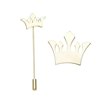 

OBN set of 2 pcs Metal Crown Lapel Pins For Men Brooches Suit Collar Pin Corsage Apparel Jewelry Broaches