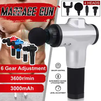 

3600r/min Muscle Massager Therapy Massage Guns 6 Gear 4 Heads 3000mAh Battery Pain Relief Body Relaxation Slimming EU/US Plug