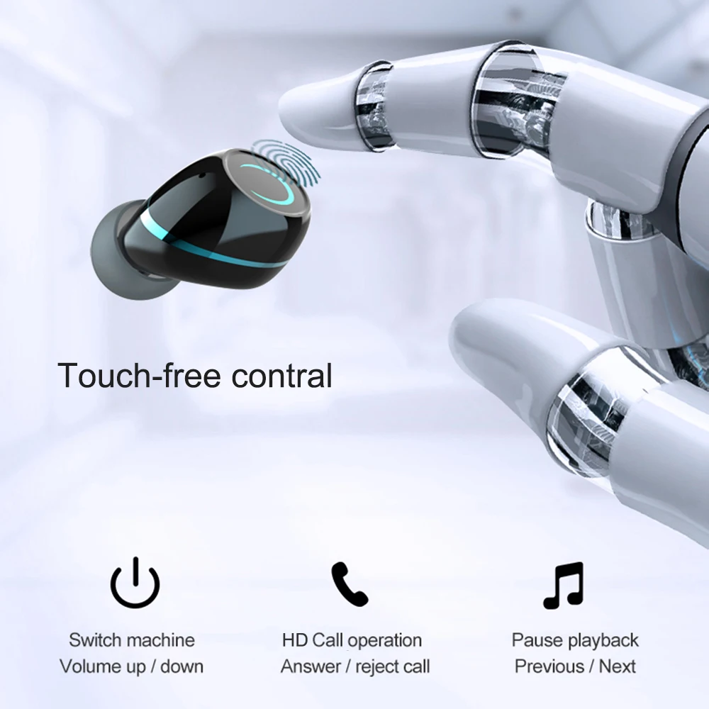 TWS Bluetooth 5 1 Wireless Earphone Touch free 9D Stereo Headphons HiFi IPX7 Waterproof Earbuds Headset with 1200mA Charging Box