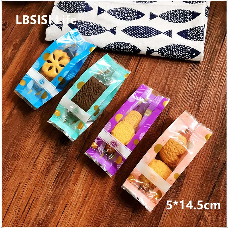 LBSISI Life 50pcs Dot Long Cookie Candy Bag Snowflake Crispy Biscuit Baking Packaging DIY Home Made Top Open Machine Seal Bags | Дом и сад