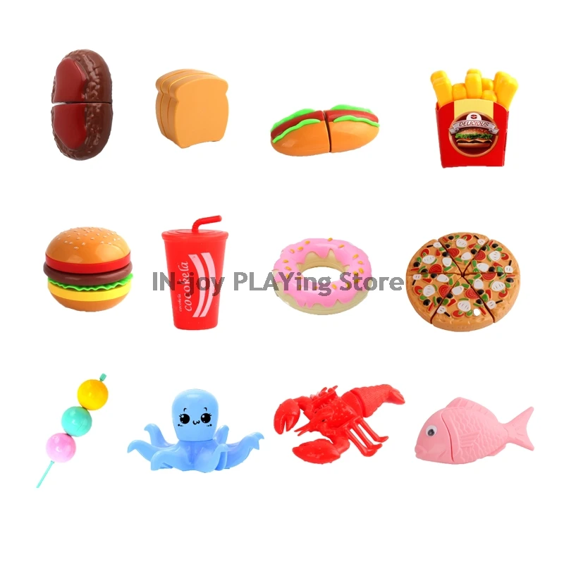 Hot Sale Snacks Food Toy Detachable Building Blocks Hamburg Pizza Donuts Brick Model Montessori Toys For Children Kids Gifts DIY