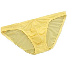 Men Underwear Ice Silk Briefs Sexy Transparent Breathable Underwear Silky Lace Quick-Drying U Convex Ultra Thin Panties Hombre