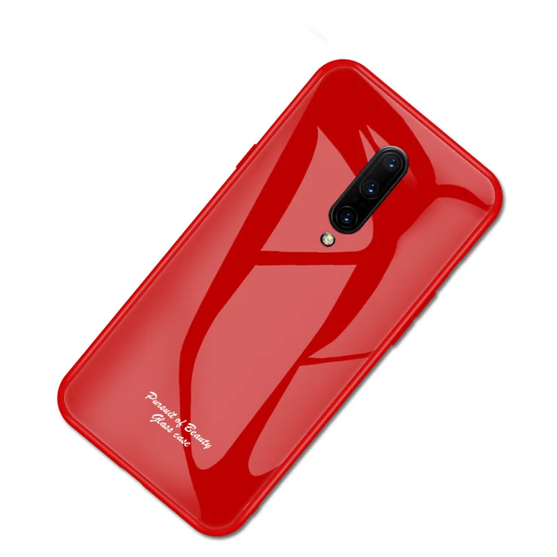 Macaron стеклянный чехол для Oneplus One Plus 7 Pro чехол Модный милый Противоударный задняя крышка для OnePlus 1+ 7Pro 5G задняя крышка телефона - Цвет: Красный