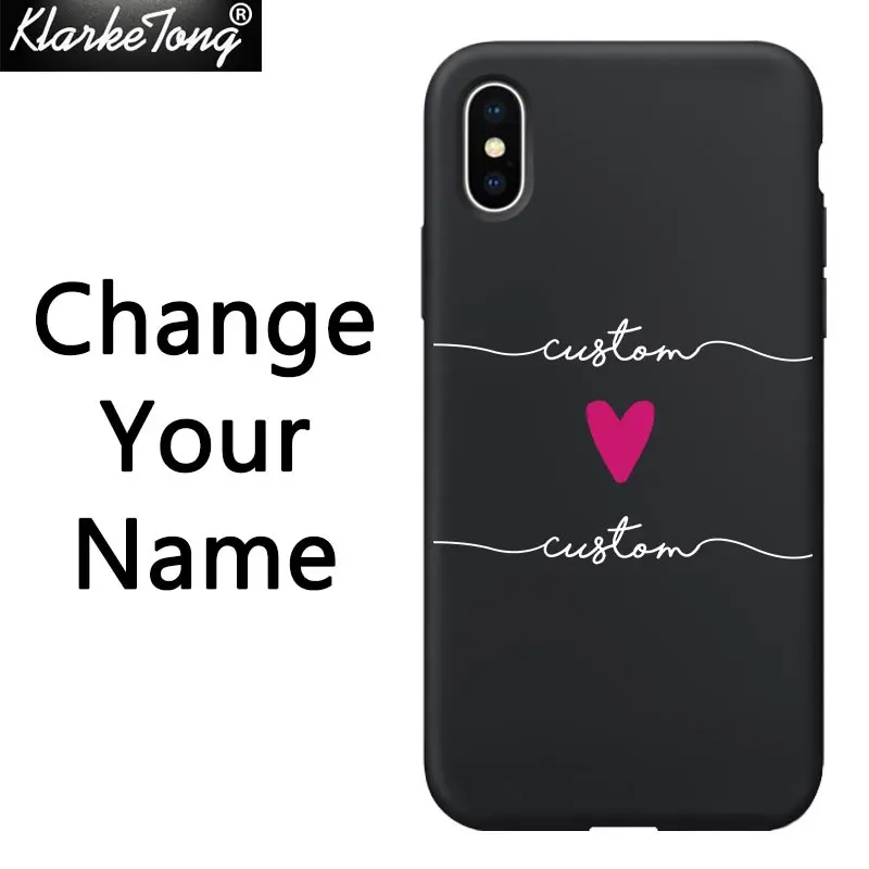 Personalized Custom Name Text Soft Silicone Phone Case For iPhone XS MAX XR 6S 7 8 Plus 11 promax Matte Black TPU Cover