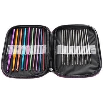 

Crochet Needles Set Handle Hooks Knitting Tools with Bags 22 Pcs