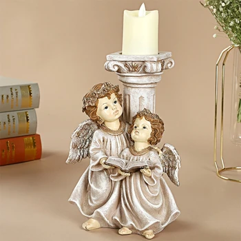 

Retro Candle Holder Resin Angel Cylinder Tea Light for Christmas Wedding Vintage 67JB