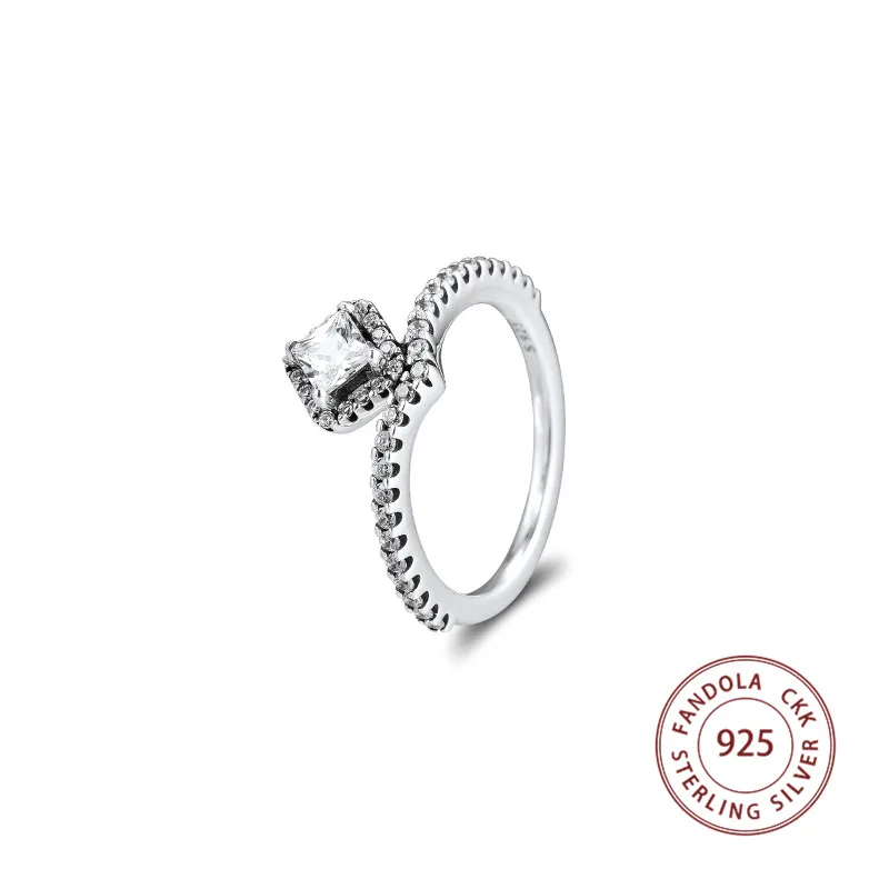 

Fandola Geometric Ring femme 925 Sterling Silver Clear CZ Wedding Rings for Women Fashion Jewelry anillos mujer Free Shipping
